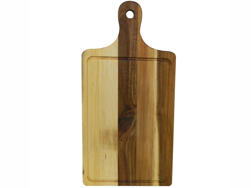 Bespoke Acacia Wood Cutting Board with Juice Groove and Paddle Handle